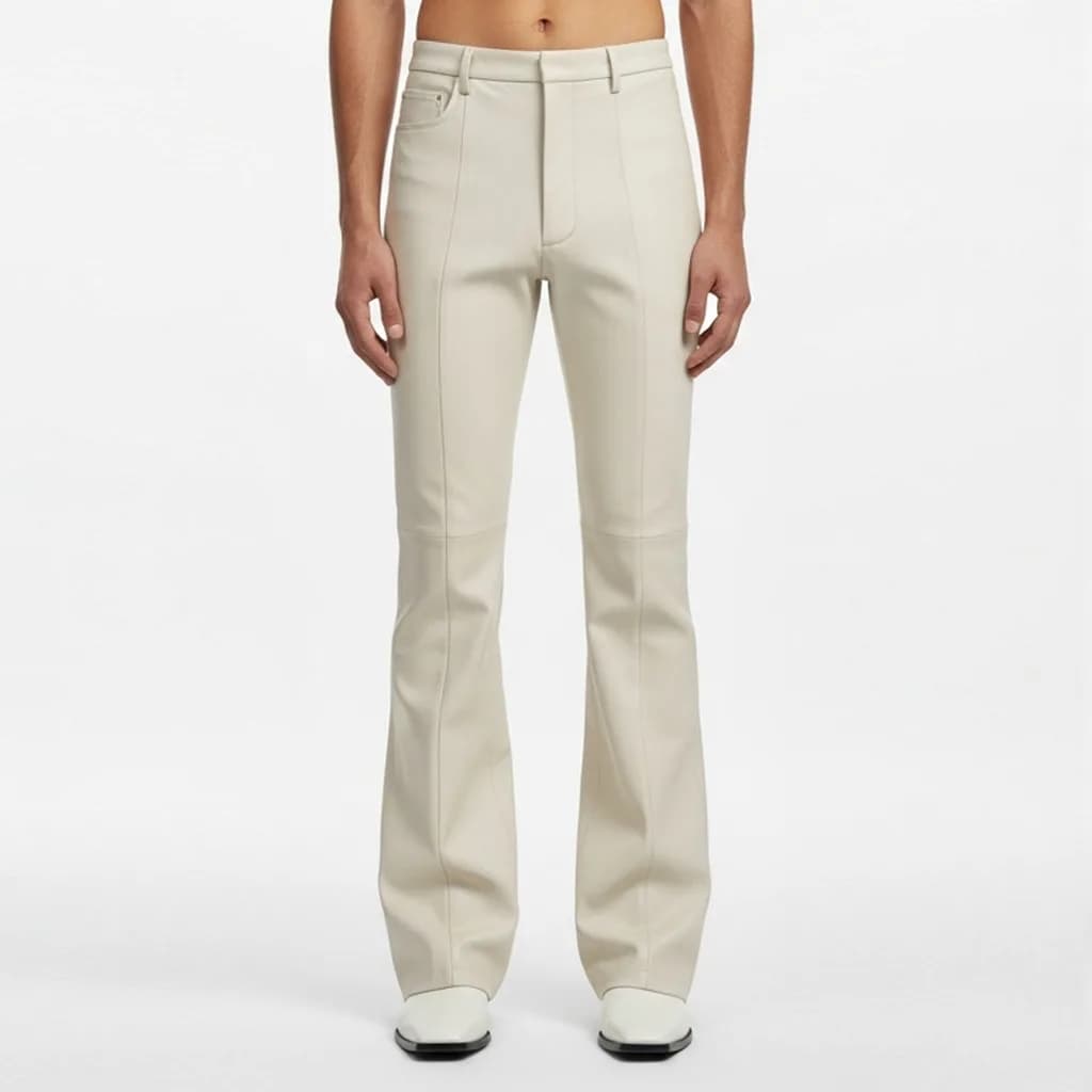 ivory flared leather pants ivory pulse flare leather pants front view