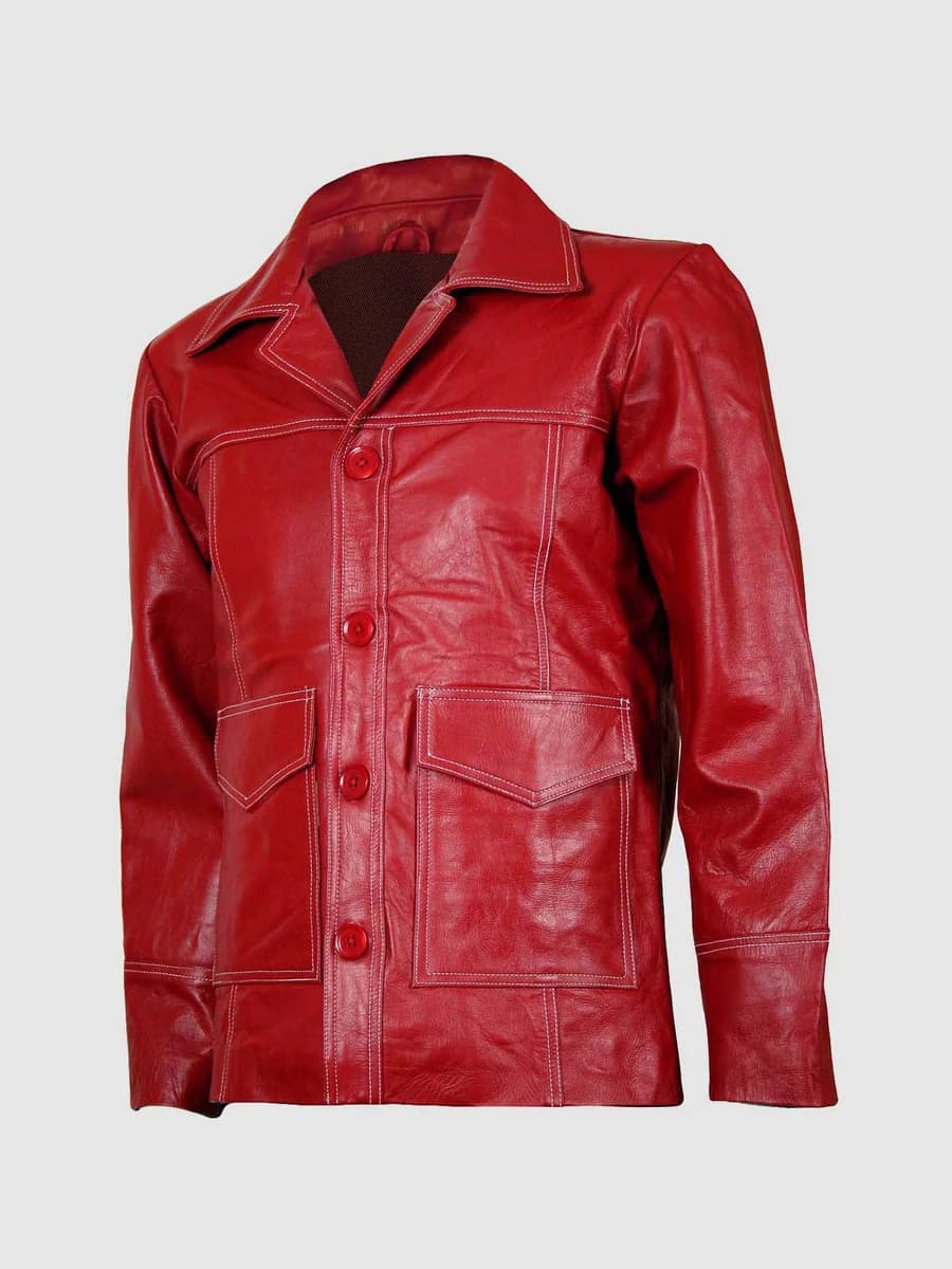 Classic Red Leather Coat