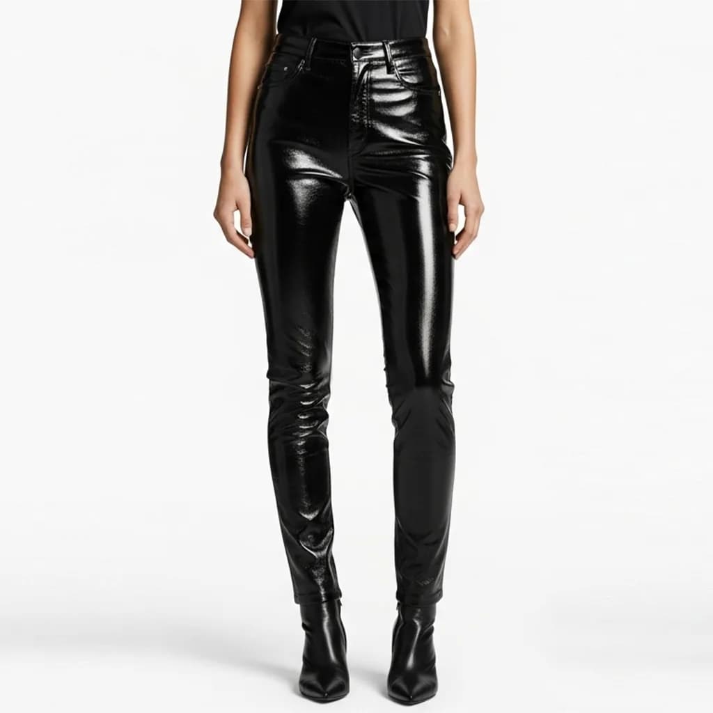 black high waist patent leggings raven polish front view